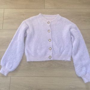 Lavender Fuzzy Cropped Cardigan